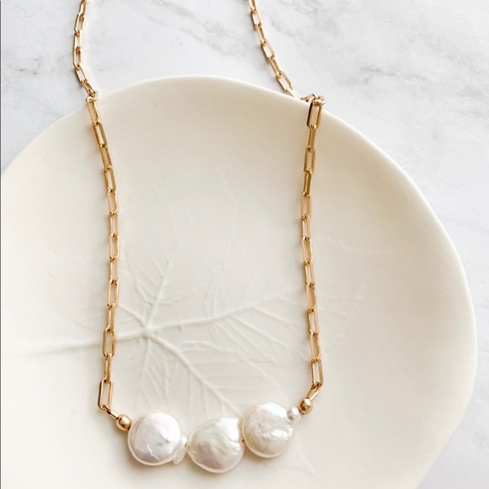 The Colette chain - gold paperclip chain with pearls